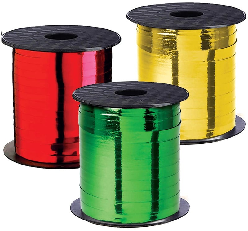 OLYPHAN Christmas Ribbon â€“ Xmas Curling Gift Ribbon Set 3 Rolls Red Green Gold Curling Ribbons Thin for Holiday Gifts Wrapping & Decoration - Image 1